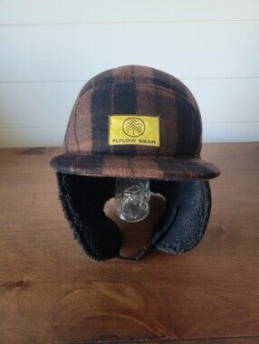 Flylow Gear Hat Mens S/M Buffalo Plaid Walleye Cap Ear Flap Hunting Outdoor